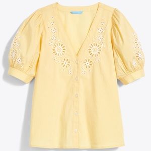 NWT Draper James - Emily Embroidered Button Down Top 2X
